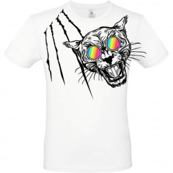 T-shirt panthère aux lunettes holographiques