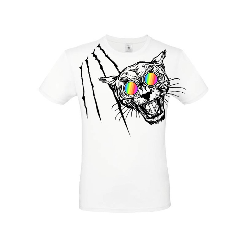 T-shirt panthère aux lunettes holographiques