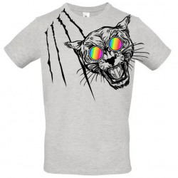 T-shirt panthère aux lunettes holographiques