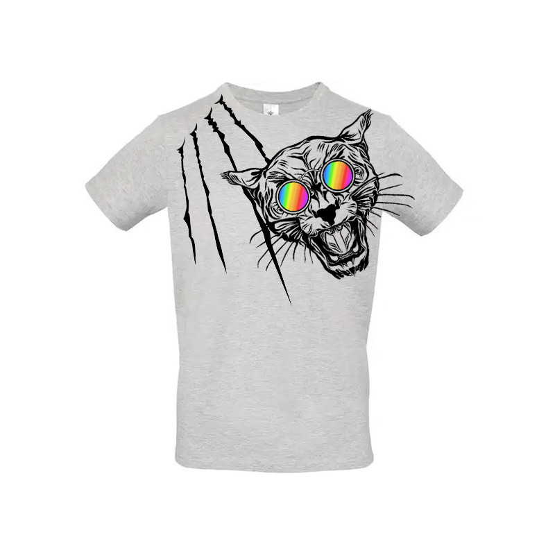 T-shirt panthère aux lunettes holographiques