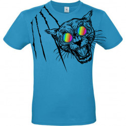 T-shirt panthère aux lunettes holographiques