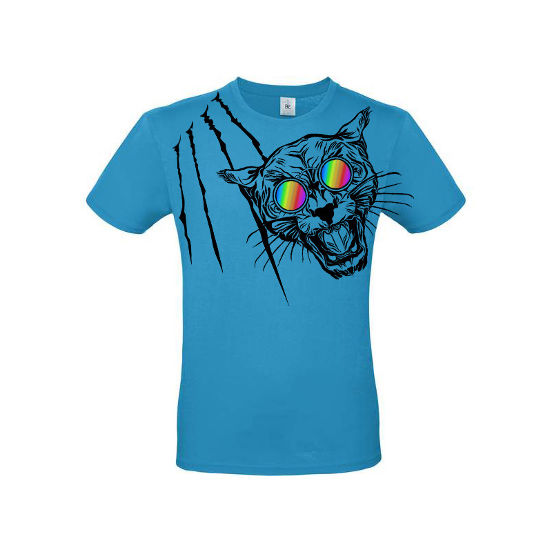 T-shirt panthère aux lunettes holographiques
