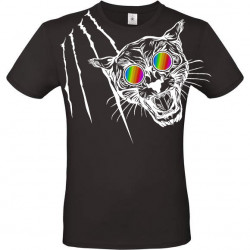 T-shirt panthère aux lunettes holographiques