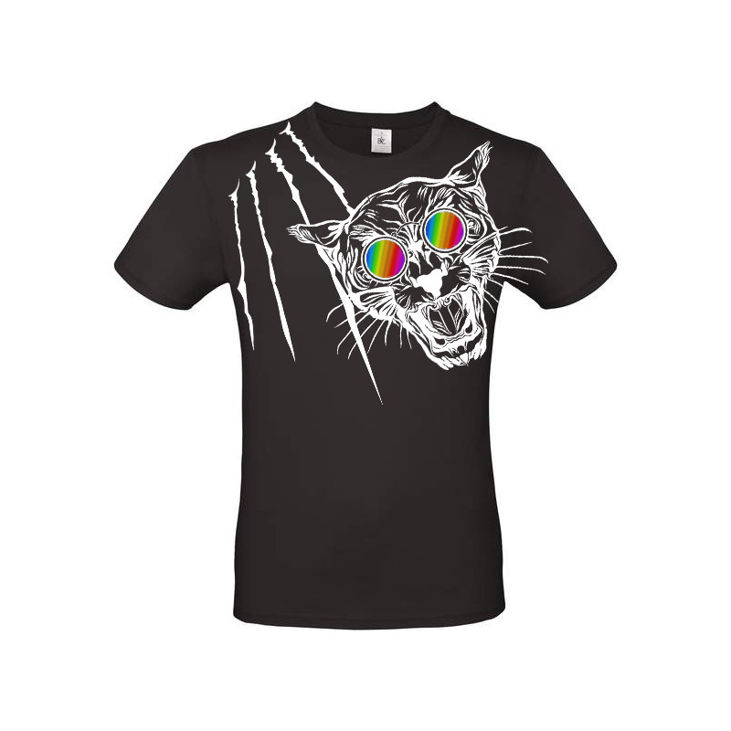 T-shirt panthère aux lunettes holographiques