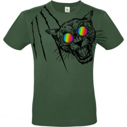 T-shirt panthère aux lunettes holographiques