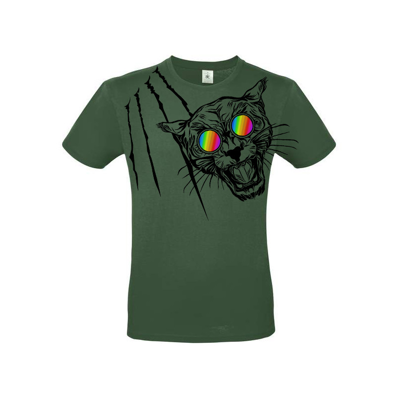 T-shirt panthère aux lunettes holographiques
