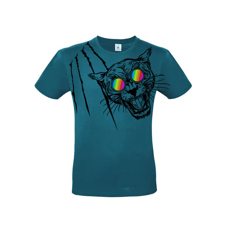 T-shirt panthère aux lunettes holographiques