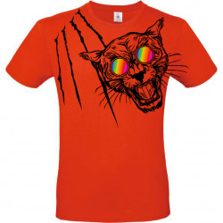 T-shirt panthère aux lunettes holographiques