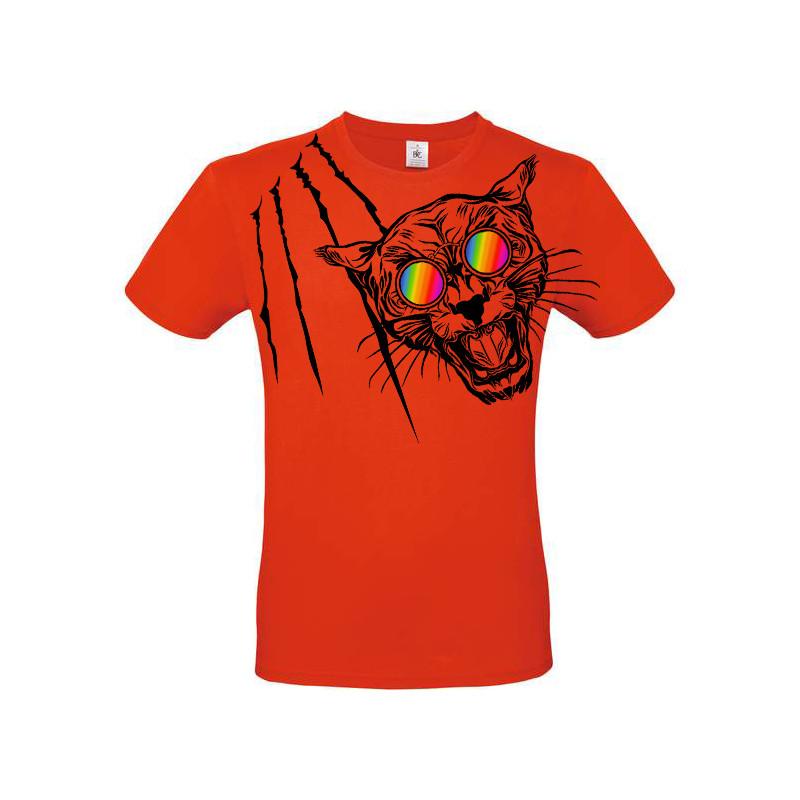 T-shirt panthère aux lunettes holographiques