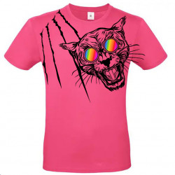 T-shirt panthère aux lunettes holographiques