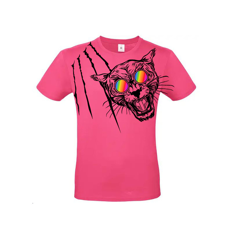 T-shirt panthère aux lunettes holographiques