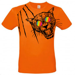 T-shirt panthère aux lunettes holographiques