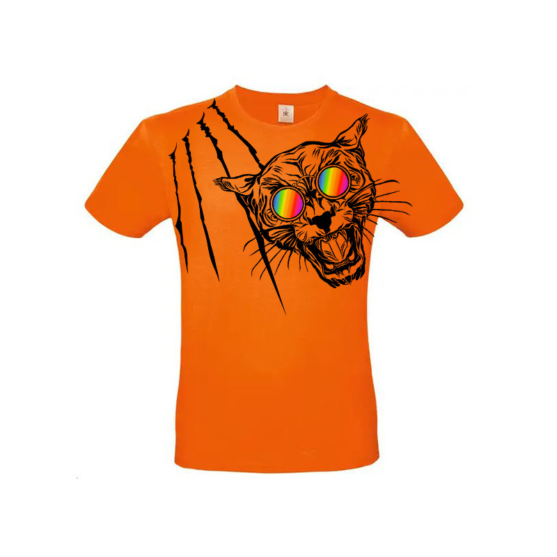T-shirt panthère aux lunettes holographiques