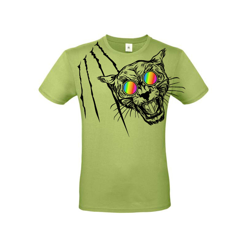 T-shirt panthère aux lunettes holographiques