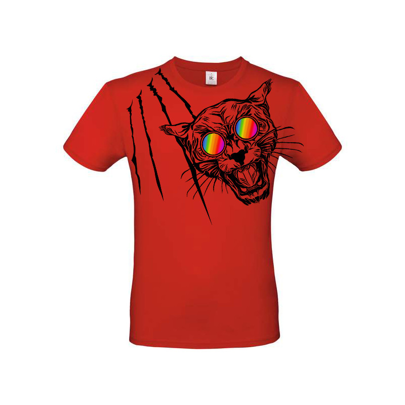 T-shirt panthère aux lunettes holographiques