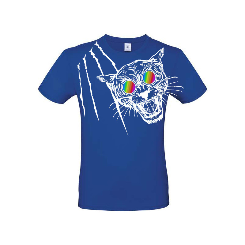 T-shirt panthère aux lunettes holographiques