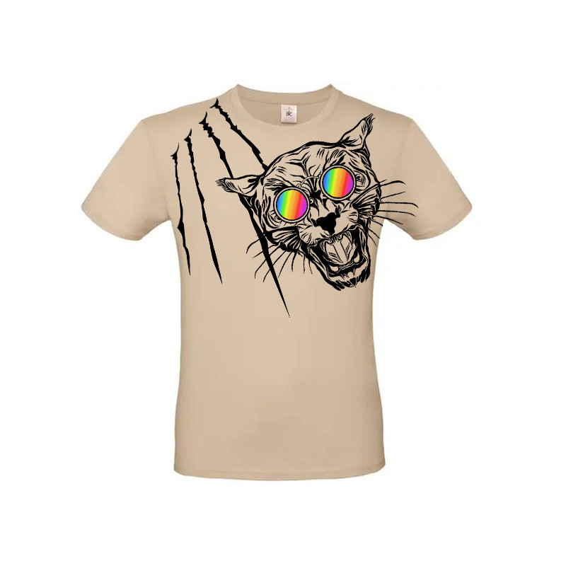 T-shirt panthère aux lunettes holographiques