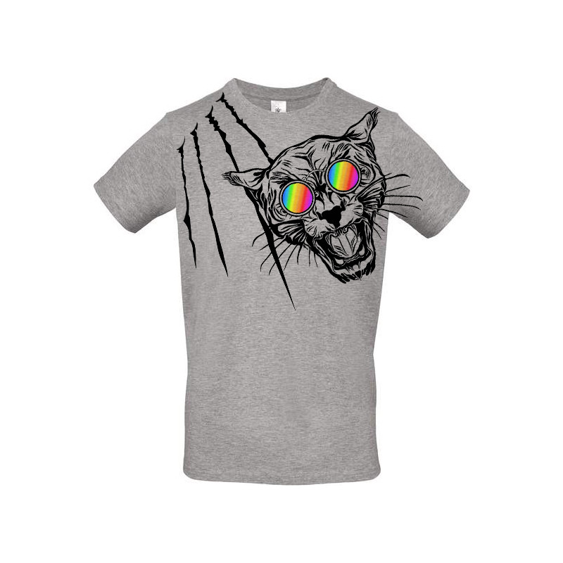 T-shirt panthère aux lunettes holographiques