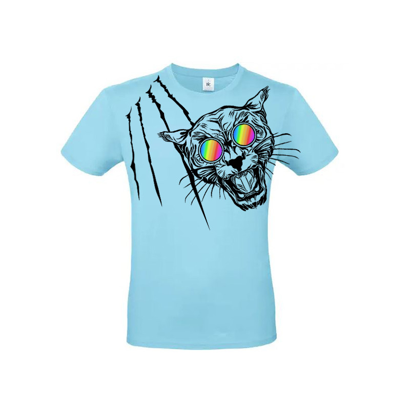 T-shirt panthère aux lunettes holographiques