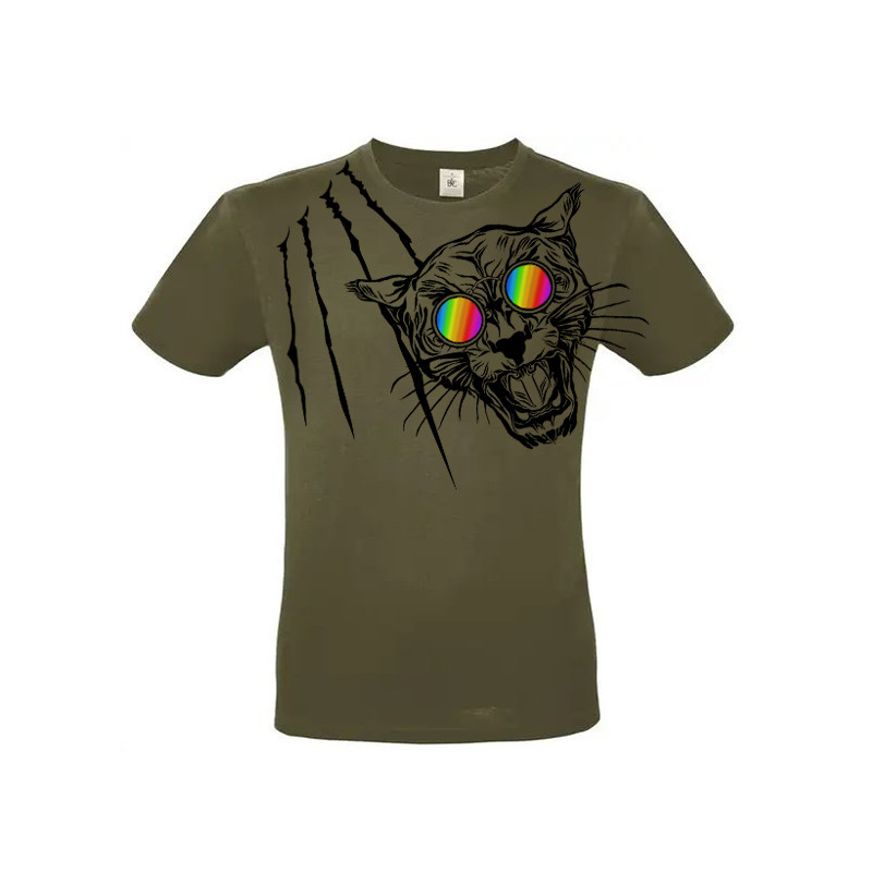 T-shirt panthère aux lunettes holographiques
