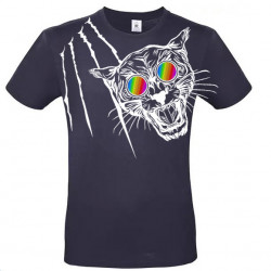 T-shirt panthère aux lunettes holographiques