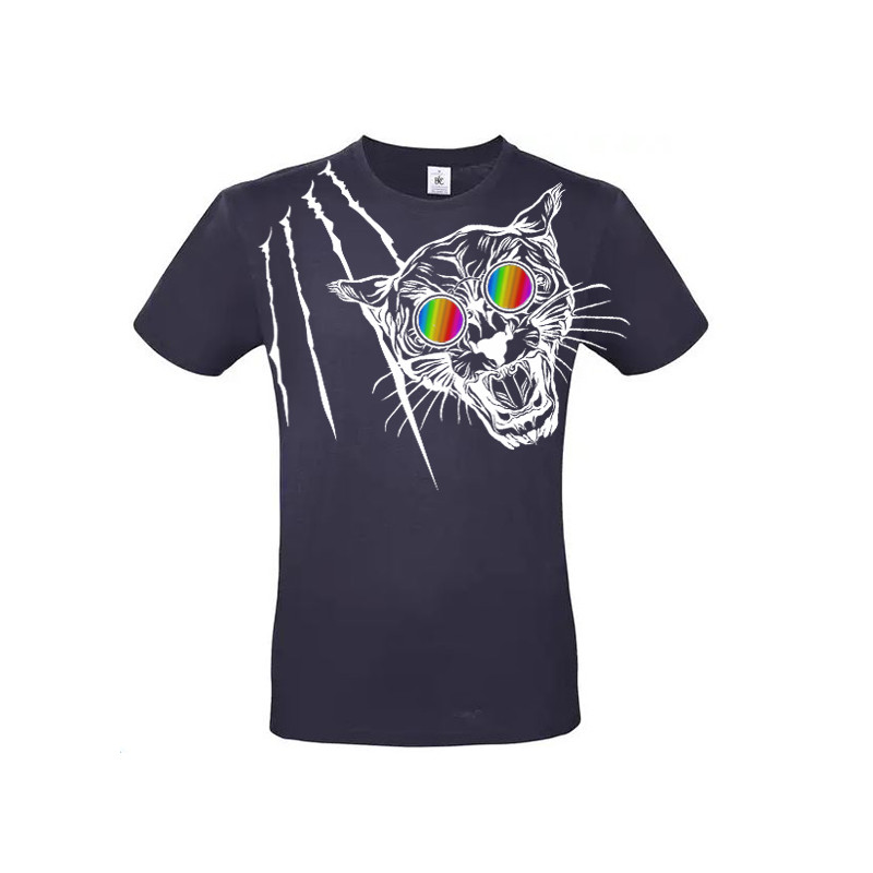 T-shirt panthère aux lunettes holographiques